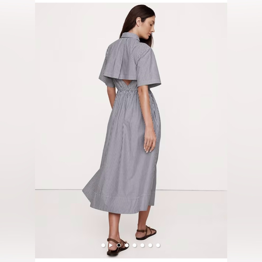 NWT Banana Republic Navy Striped Open Back Midi Dress XL